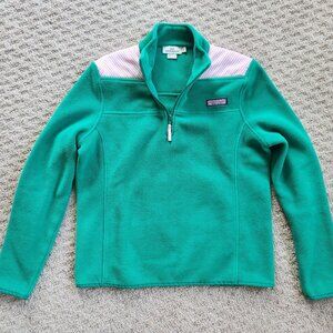 Vineyard Vines Soft Fleece Green Shep Shirt Jacket w/Pink Stripes Logo Small EUC